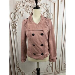 Vero Moda Women's Blush Pink Ruched Sleeve Double Breasted Trench Coat